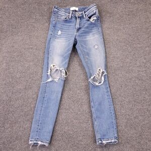 Vervet Skinny Jeans Womens Sz 26x27 Mid Rise Stretch Distressed Ripped Whisker